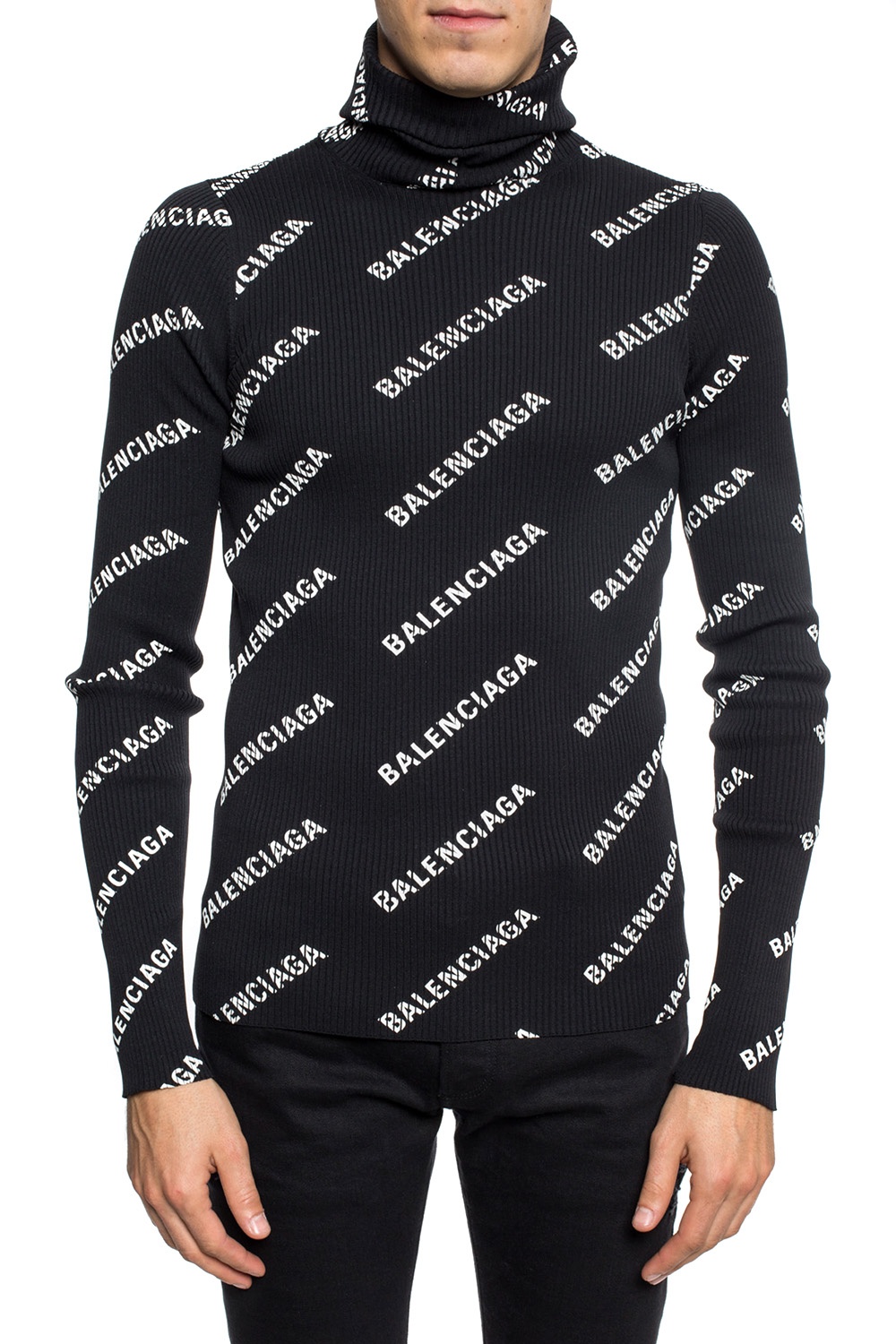 Balenciaga Ribbed turtleneck sweater with logo | Men's Clothing